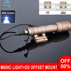 Wadsn M300A Scout Light Offset Mount M600C Tactical Flashlight Hunting Weapon Lamp fit Airsoft Daniel  Mlok Keymod Base 