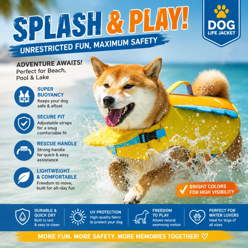 

Dinosaur Safety Pet Swimming Vest Adjustable High Buoyancy Dog Life Jacket For Small Medium Large Dogs Summer Beach Boating Gift