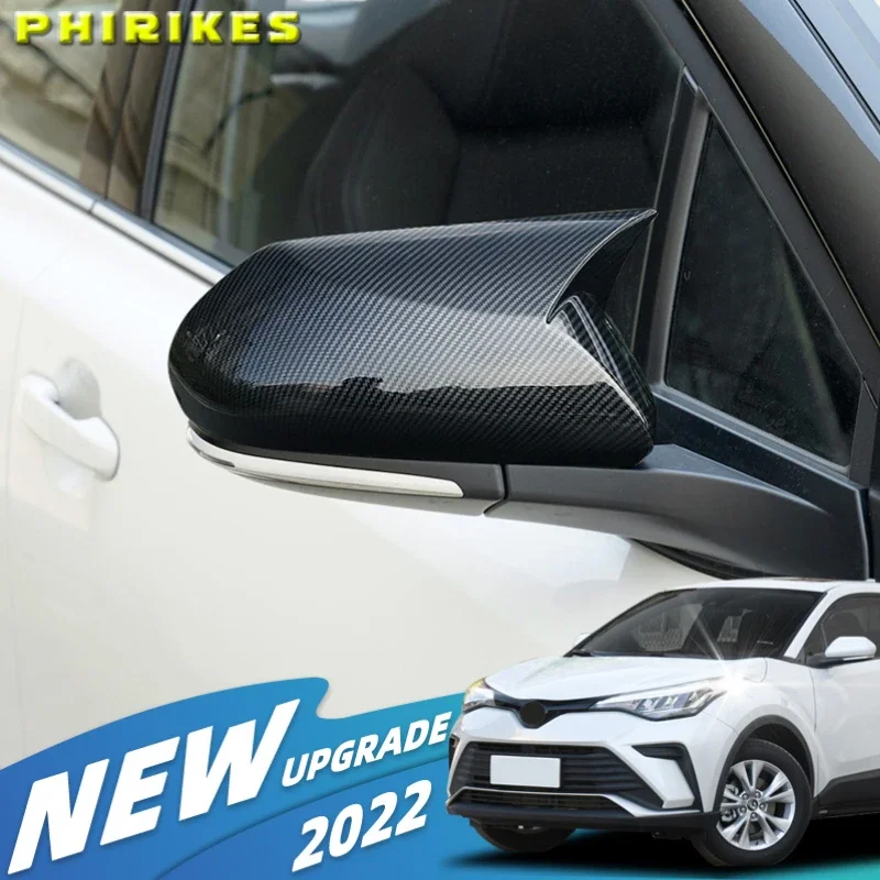 For Toyota CHR IZOA 2017-2023 ,C-HR black carbon fiber rearview mirror cover replacement buckle 2019 2020 2021 2022 2018