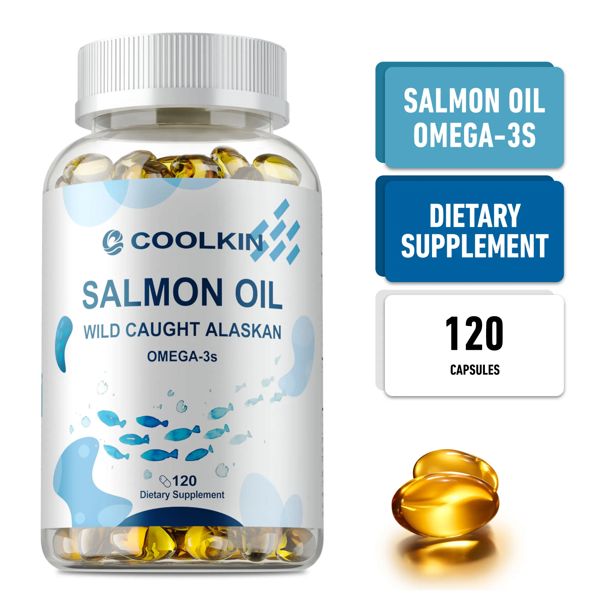 

Salmon Oil - Promotes Energy Production, Supports Heart, Brain, Joint Health, Boosts Immune Function, Reduces Stress and Anxiety