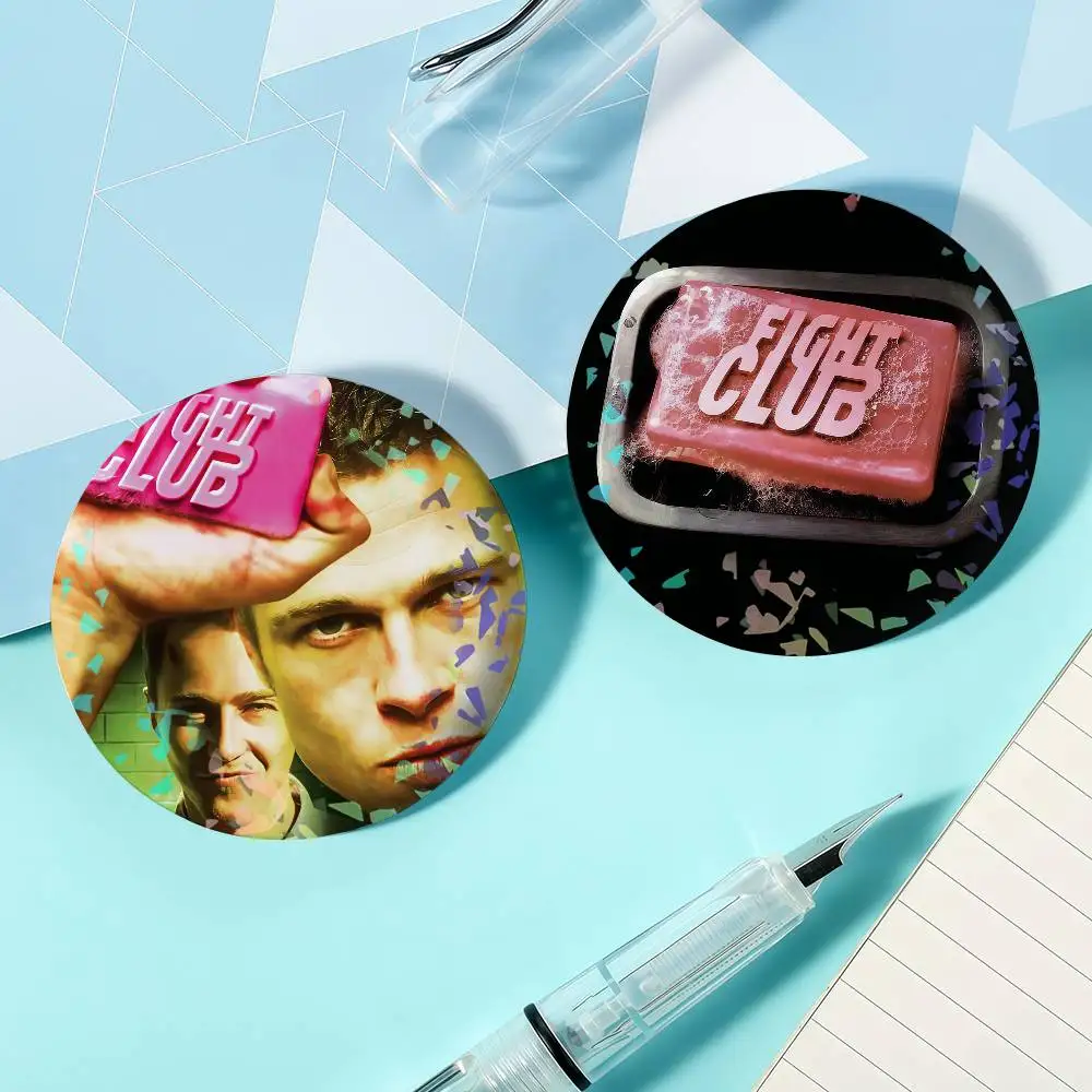 Movie Fight Club Laser Badge Lapel Pins for Backpacks Briefcase Brooch Clothes Gifts