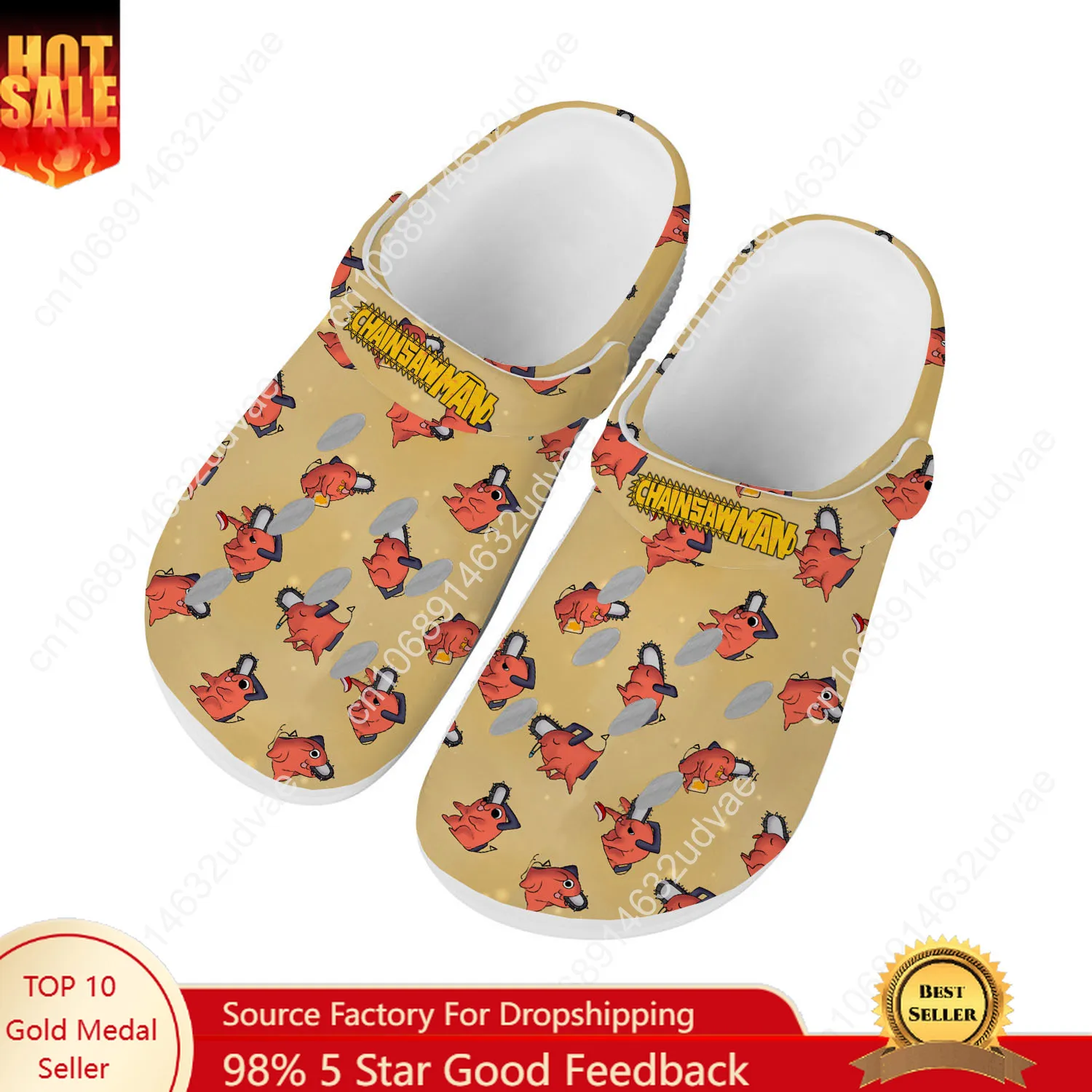 Chainsaw Man Water Shoes Men Women Teenager High Quality Fashion Home Garden Clogs Custom Sandals Beach Breathable Hole Slippers