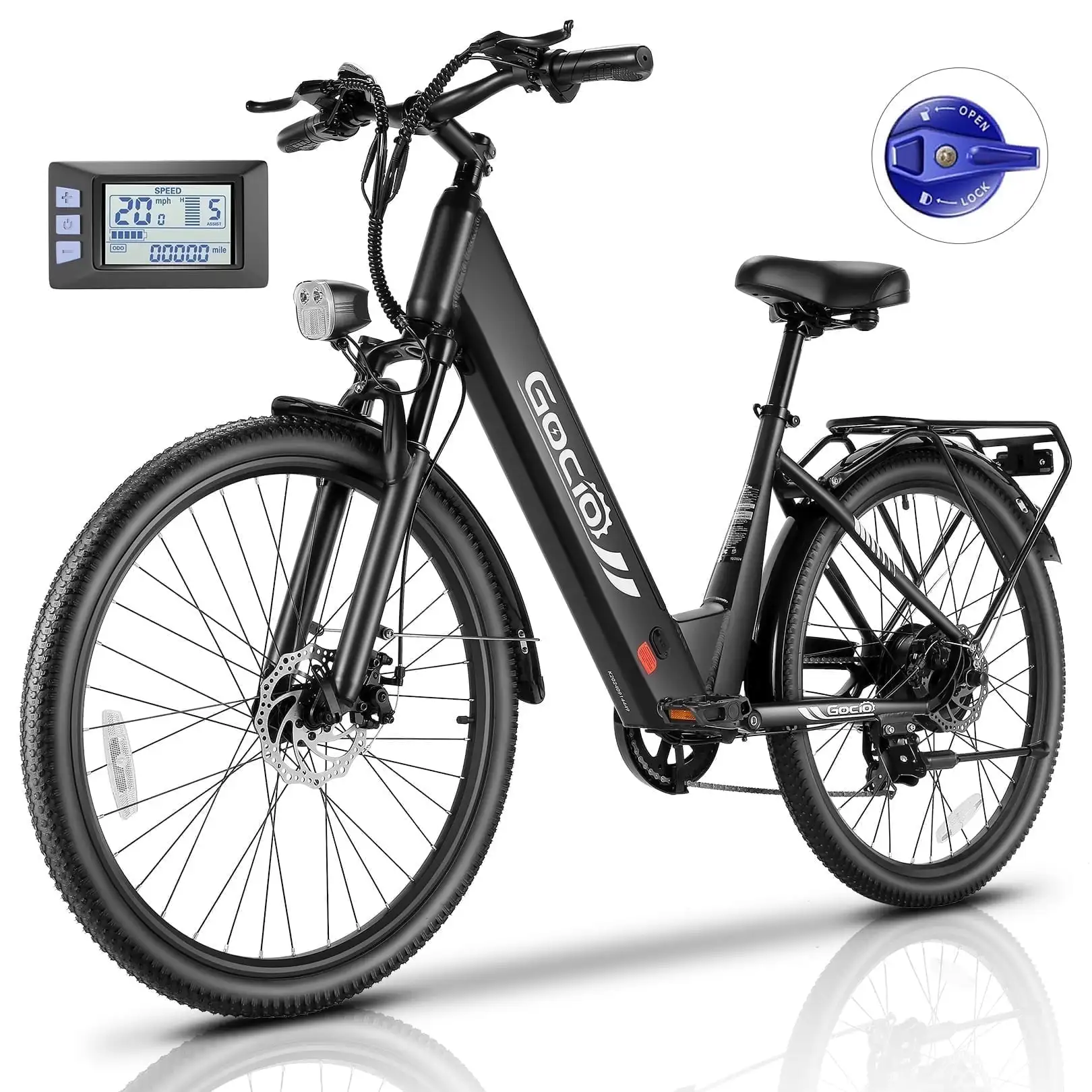 

750W Electric Bike for Adults, 48V 10.4AH Battery, Lockable Suspension Fork, 26" Step Thru Electric Bicycle