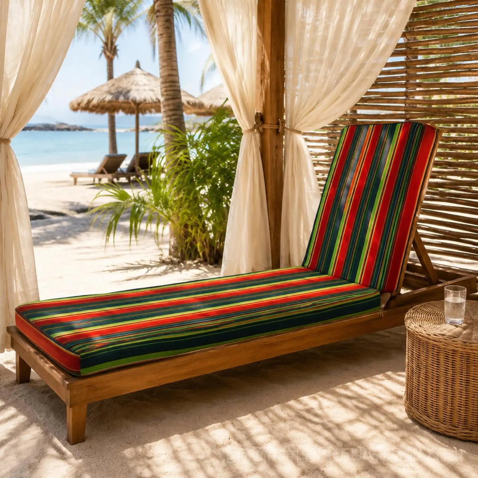 Beach Lounge Cushion Sunproof Beach Chair Pad Sun Lounger Mat Easy to Clean Sun Lounger Cushion Quick-Dry for Poolside