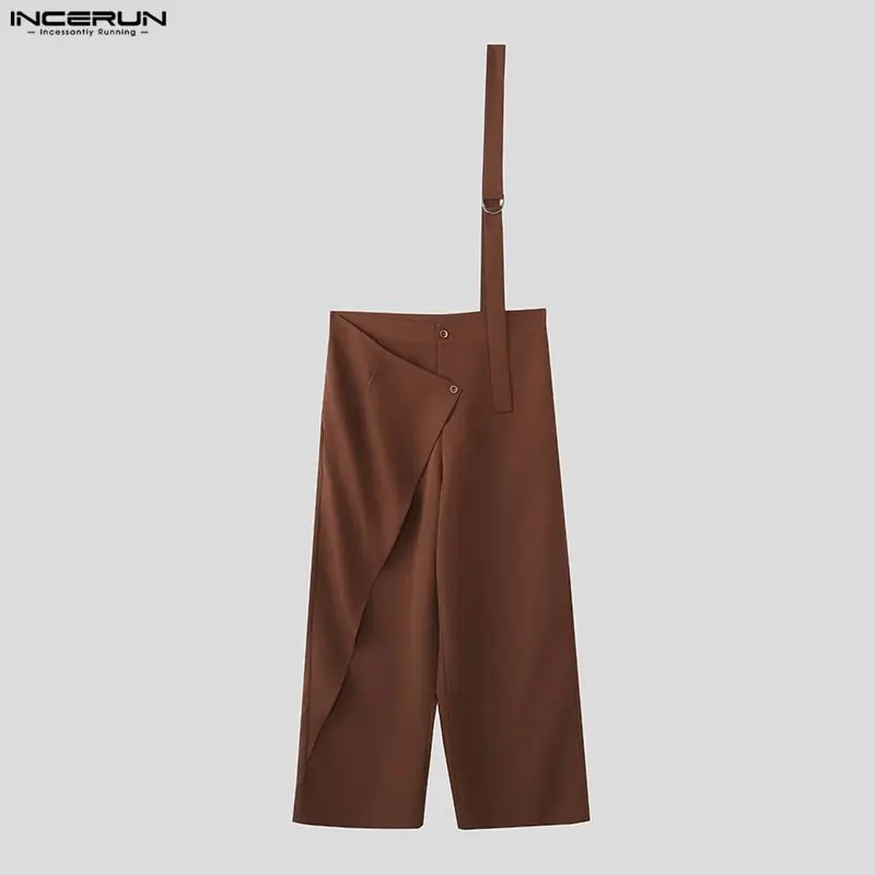 

Мужские комбинезоны 2026: однотонные, свободные, повседневные, с асимметричными бретелями, уличная мода, нестандартные комбинезоны-брюки INCERUN