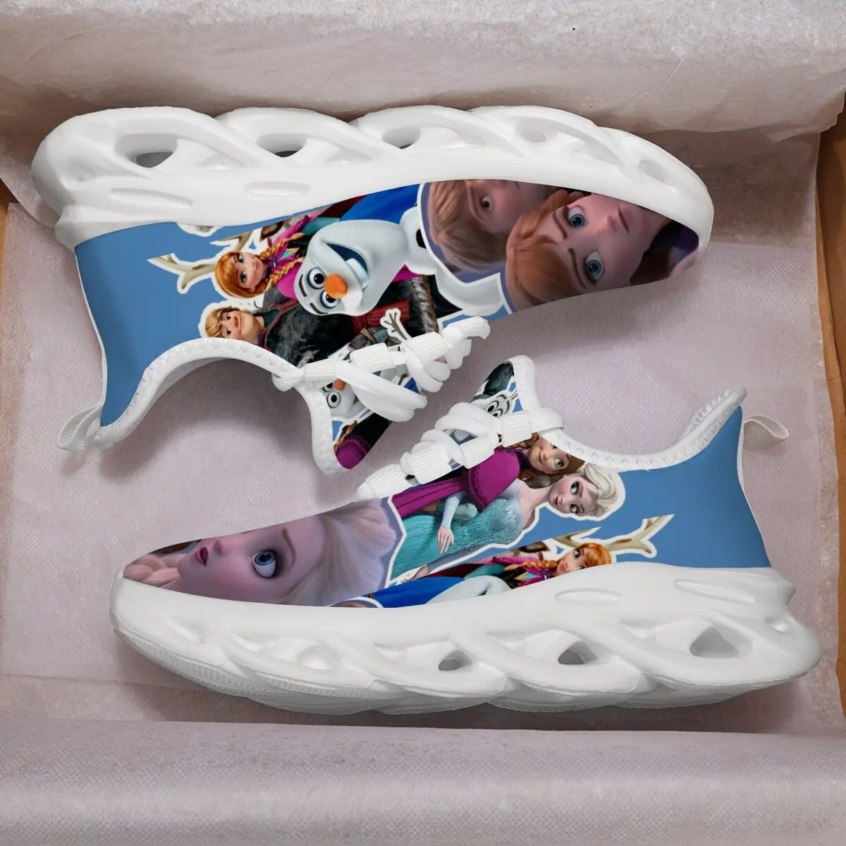 أحذية كاجوال للنساء مطبوع عليها شخصيات فروزن أحذية رياضية للأطفال مضادة للانزلاق خفيفة الوزن قابلة للتنفس أحذية أطفال للفتيات #1