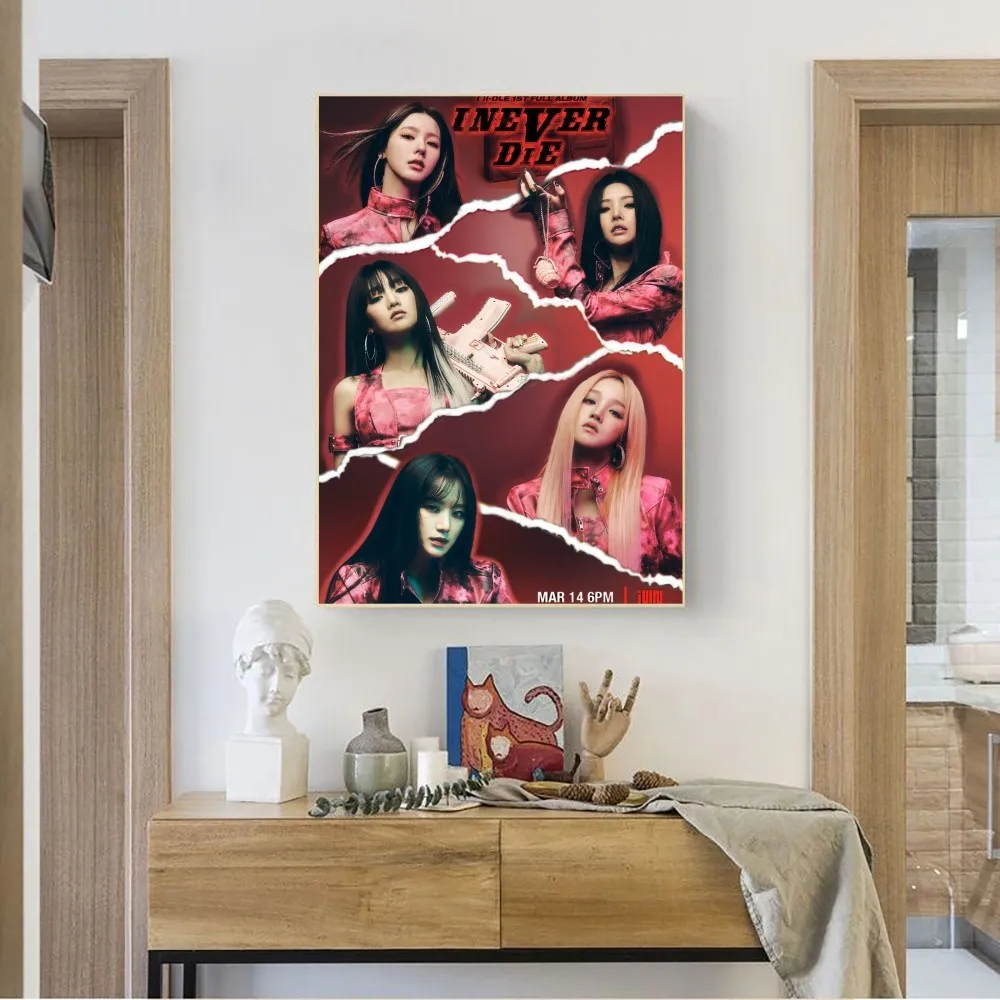 Kpop Girls G-GIDLE (G)I-DLE Poster No Framed Poster Kraft Club Bar Paper Vintage Poster Wall Art Painting Bedroom Study Stickers