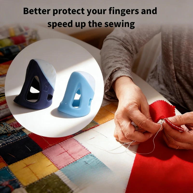 Silicone Thimbles Finger Tips Protectors Anti-Slip Sewing Thimble Set Cross Stitch Embroidery DIY Craft Supplies Needlework Tool