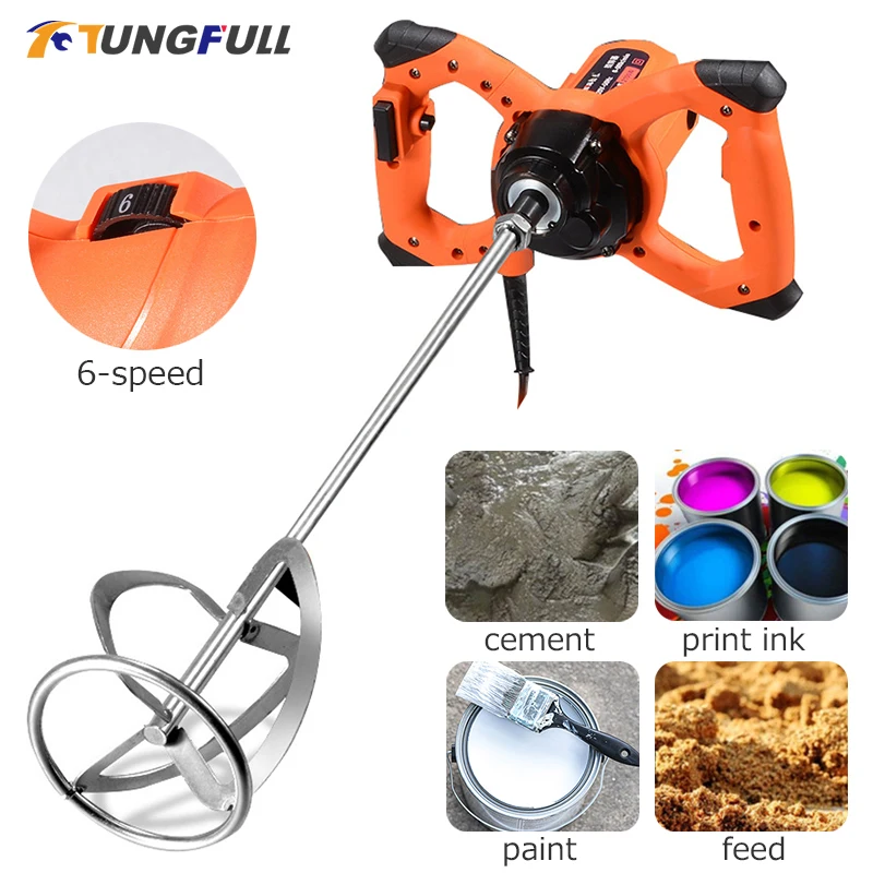 

Industrial Grade Mixer 6 Gear Adjustable Speed Handheld Paint Cement Plaster Mortar Coating Mixer Putty Mixing Machine 220V