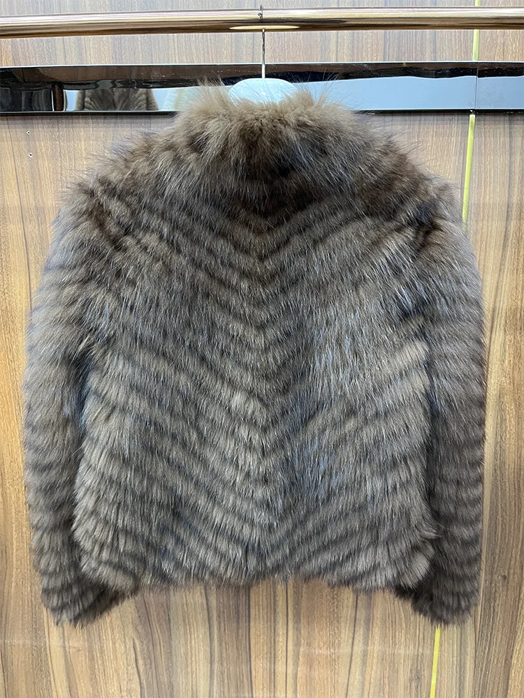 2026 Fashion Winter Women Real Natural Fox Fur Coat Thick Warm Luxury Outerwear Fur Strip Sewed Toghter V-neck Jackets