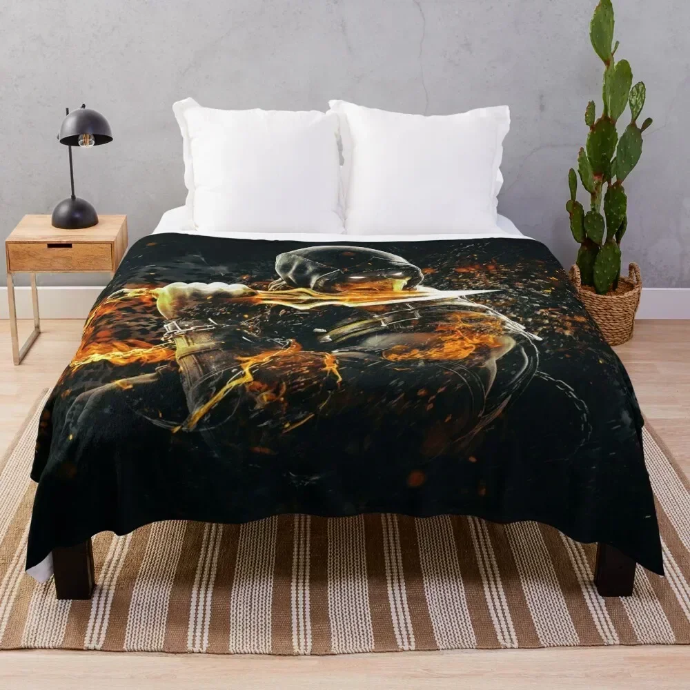 

Mortal Kombat X Scorpion on Fire Throw Blanket Soft Warm Blanket Gift for Men Women Adults
