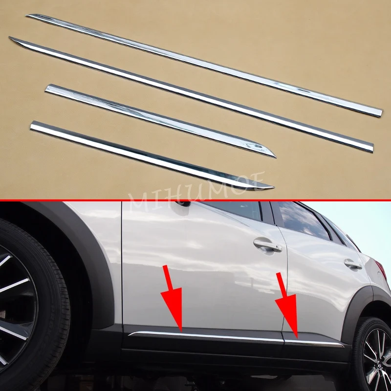 

For Mazda CX-3 CX3 DK 2016-2024 Glossy Chrome Door Body Side Molding Trims Car Accessories
