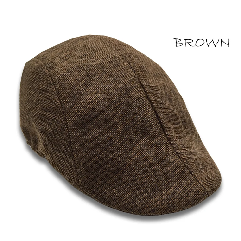 

Mens Womens Flax Beret Hat Brown British Style Newsboy Peaked Driving Sunscreen Cap Lightweight Warm Fashion Beret Hat