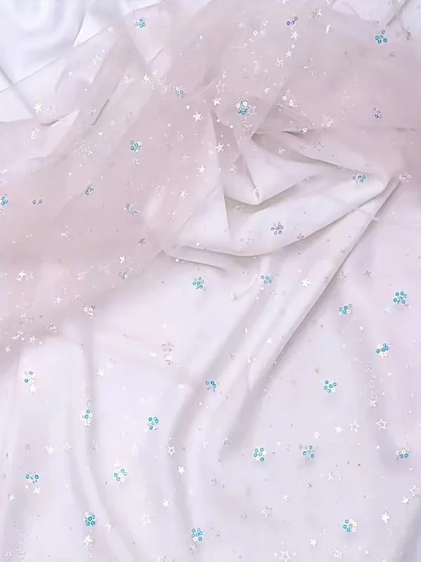 Lolita Children\'s Clothing DIY Embroidery Lace Fabric Fancy Flower Mesh Beaded Fabric Designer Fabric