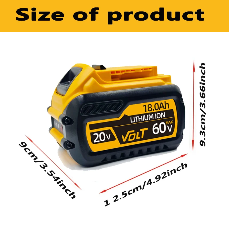 Pro DEWALT 60V 9Ah akumulátor pro elektrické nářadí 120W vysoký výkon DCB609 DCB206 20V 18.0Ah lithium-iontový akumulátor DCB606 60V 12Ah akumulátory - náhled 5