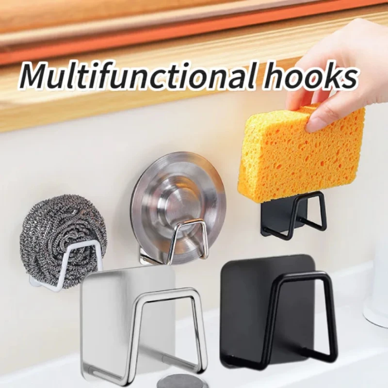 Küche Schwämme Halter Edelstahl Waschbecken Schwämme Ablauf Trocknen Rack Selbstklebende Lagerung Halter Wand Haken Küche Organisatoren