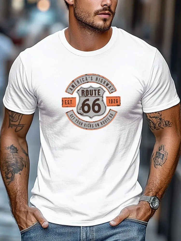 Nouveau style été 2026 – T-shirt homme en pur coton, décontracté et tendance, confortable, doux, respirant, avec imprimé numérique simple