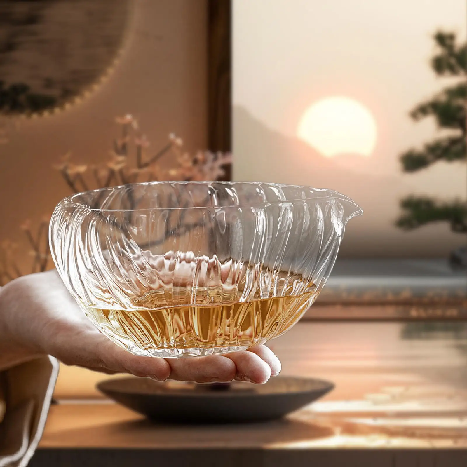 Cuenco de cristal Matcha con boquilla, utensilio Matcha Chawan, auténtica ceremonia del té japonesa, taza de té verde para amantes
