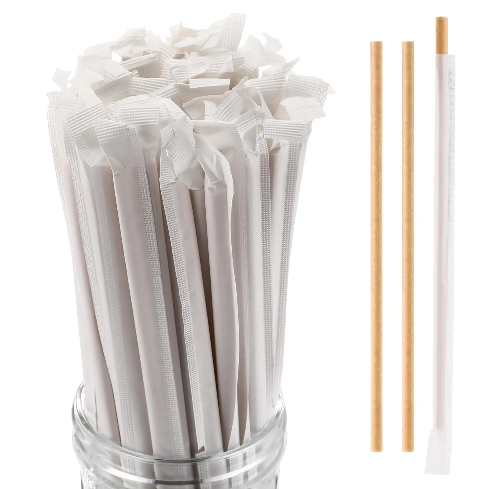 使い捨てストロー 個別包装、茶色の紙ストロー、飲料、コーヒー、ホットドリンク、クリスマスパーティー用品に最適