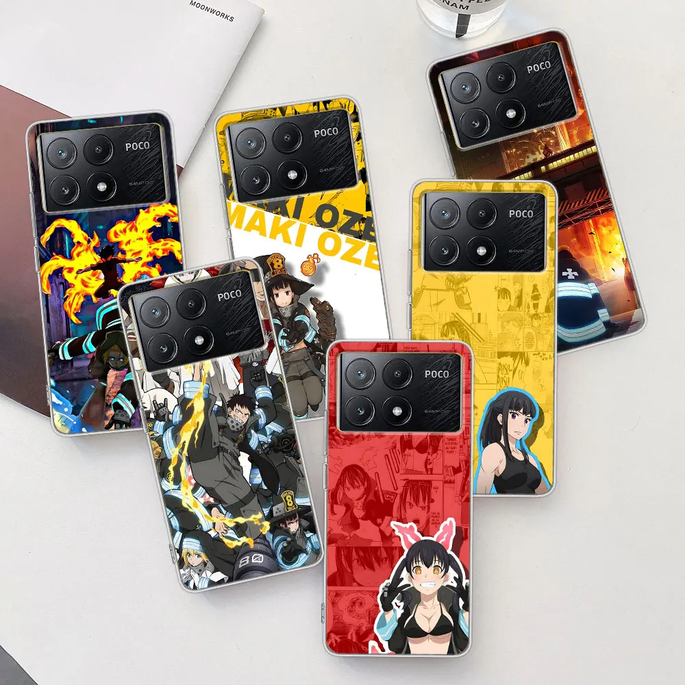 Coque de téléphone transparente en Silicone, dessin animé japonais Fire Force, pour Xiaomi Poco F7 Ultra F4 X6 M3 X7 M5s M6 X4 NFC M4 F2 Pro Coque de téléphone transparente en Silicone, dessin animé japonais Fire Force, pour Xiaomi Poco F7 Ultra F4 X6 M3 X7 M5s M6 X4 NFC M4 F2 Pro
