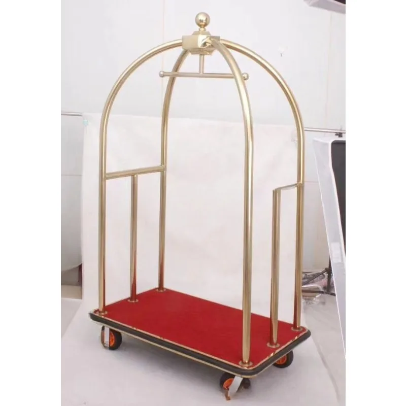 

Stainless steel hotel trolleys, gold-topped luggage carts, hotel luggage carts, services