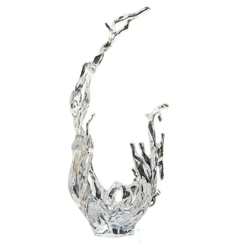 Modern hotel clubhouse lobby foyer transparent water drop pendant sculpture