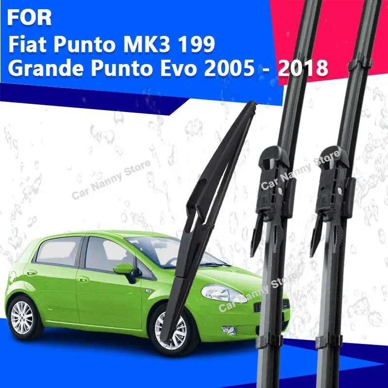 Plumas Limpiaparabrisas Delanteras y Traseras para Fiat Punto MK3 199 Grande Punto Evo 2005 - 2018, Accesorios para Parabrisas, Limpiaparabrisas para Auto 2009 2008 2007 2006