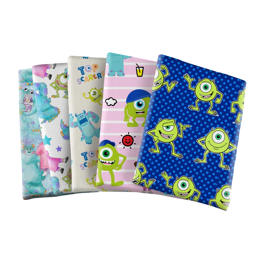 Disney Cartoon Movie Monsters inc Character Bullet Textured Liverpool Patchwork Tissue Kids home textile