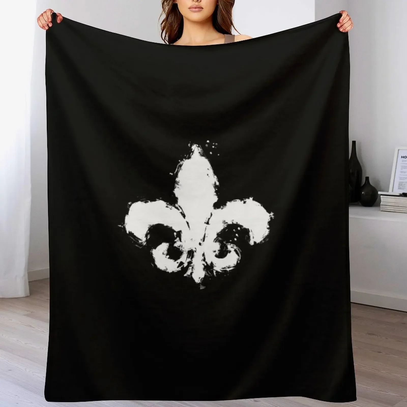 Saints Row Fleur De Lis Splatter Paint Throw Blanket Warm Plush Fuzzy Blanket for Living Room
