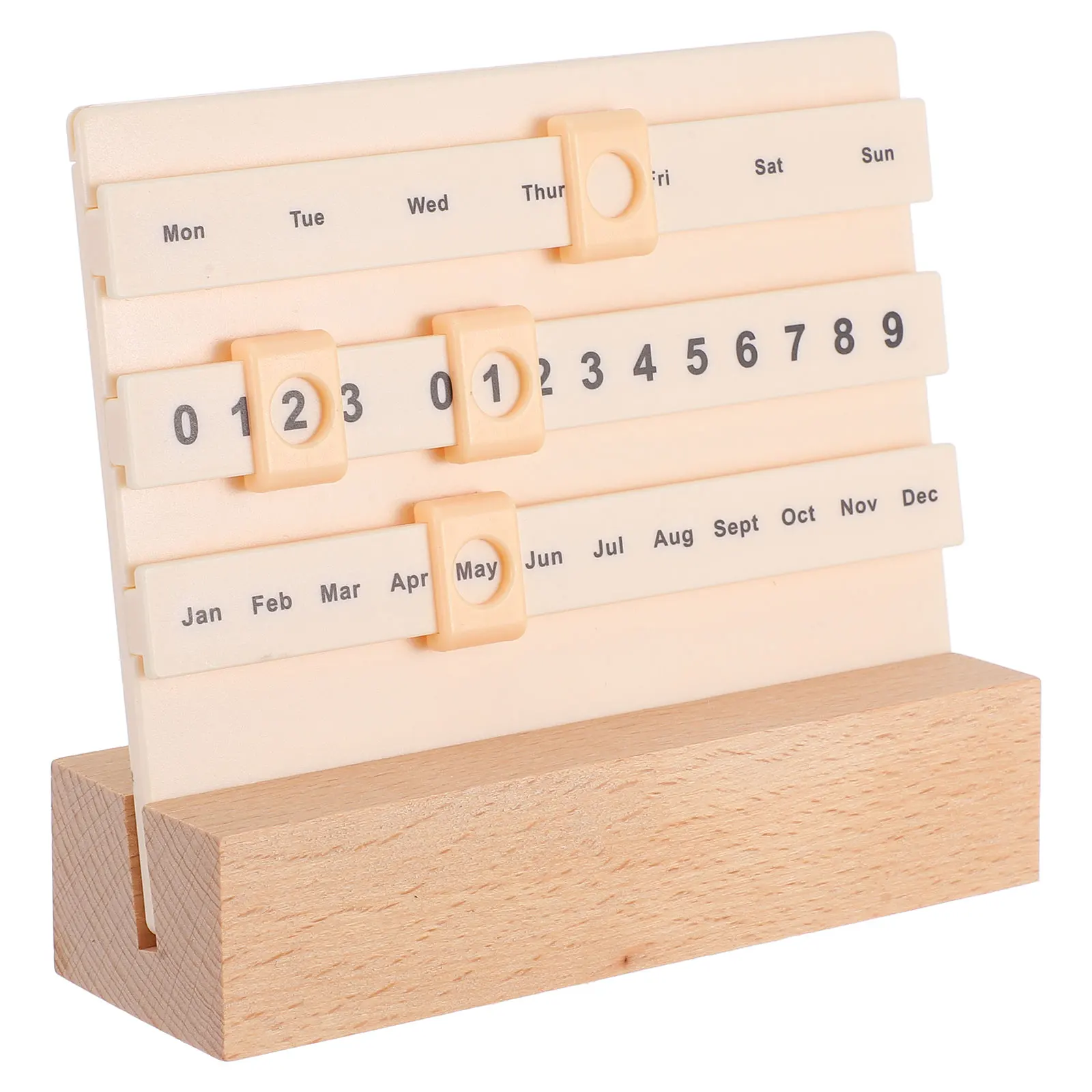 ปฏิทินตั้งโต๊ะแบบพลิกบล็อกไม้ตลอดปี 2025 ดีไซน์วินเทจ ของตกแต่งสำนักงาน ปฏิทินไม้สำหรับวางแผนงาน
