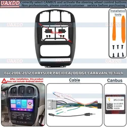 For 2006-2012 CHRYSLER PACIFICA DODGE CARAVAN 10.1INCH 2 Din Car Interior Android frame Center fascia cable harness canbus box
