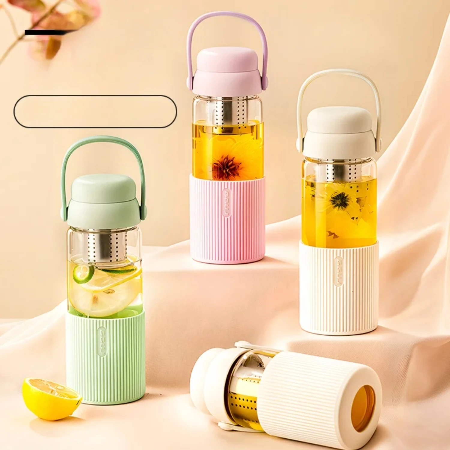 520ML Drinkware Transparent Glass Cup Kitchen Coffee Mug With Lid Scented Tea Filterate Water Bottle Coffeeware Teaware