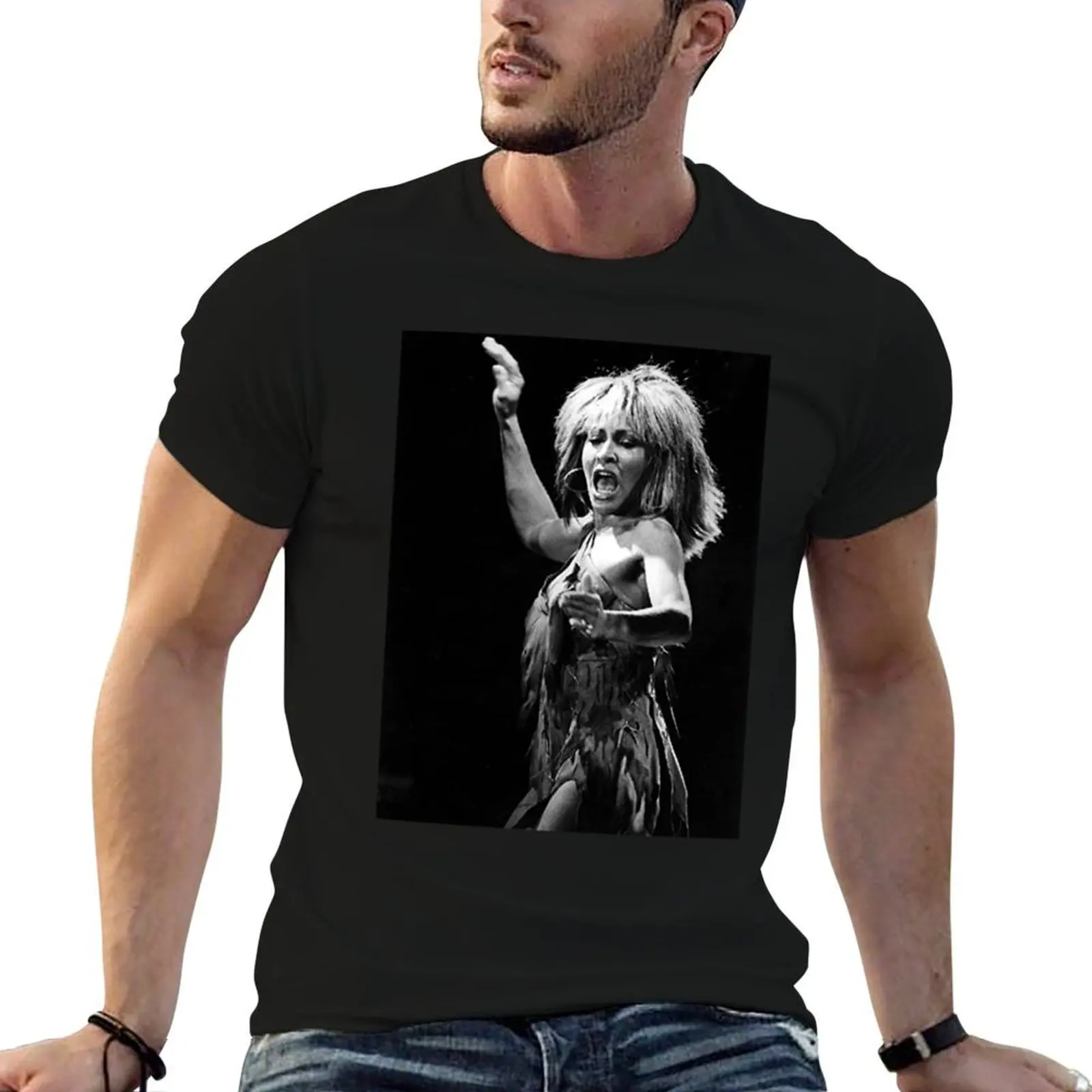 

Black and wite with Tina T-Shirt funny t shirts cotton anime tshirt T-Shirt