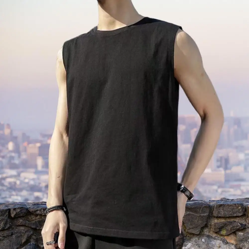 

Young Men Vest Soft Pullover Casual Mid Length Men Tank Top Men Sport Vest Exercise