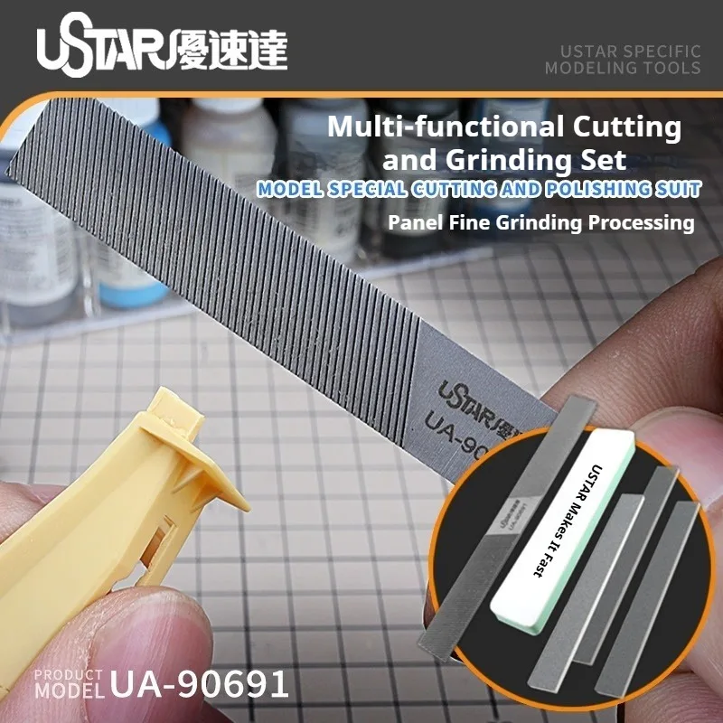 Ustar UA-90691 Model Cutting Polishing Kit Metal File for Gundam Mecha Military Model Precise Trimming Surface Grinding Tools