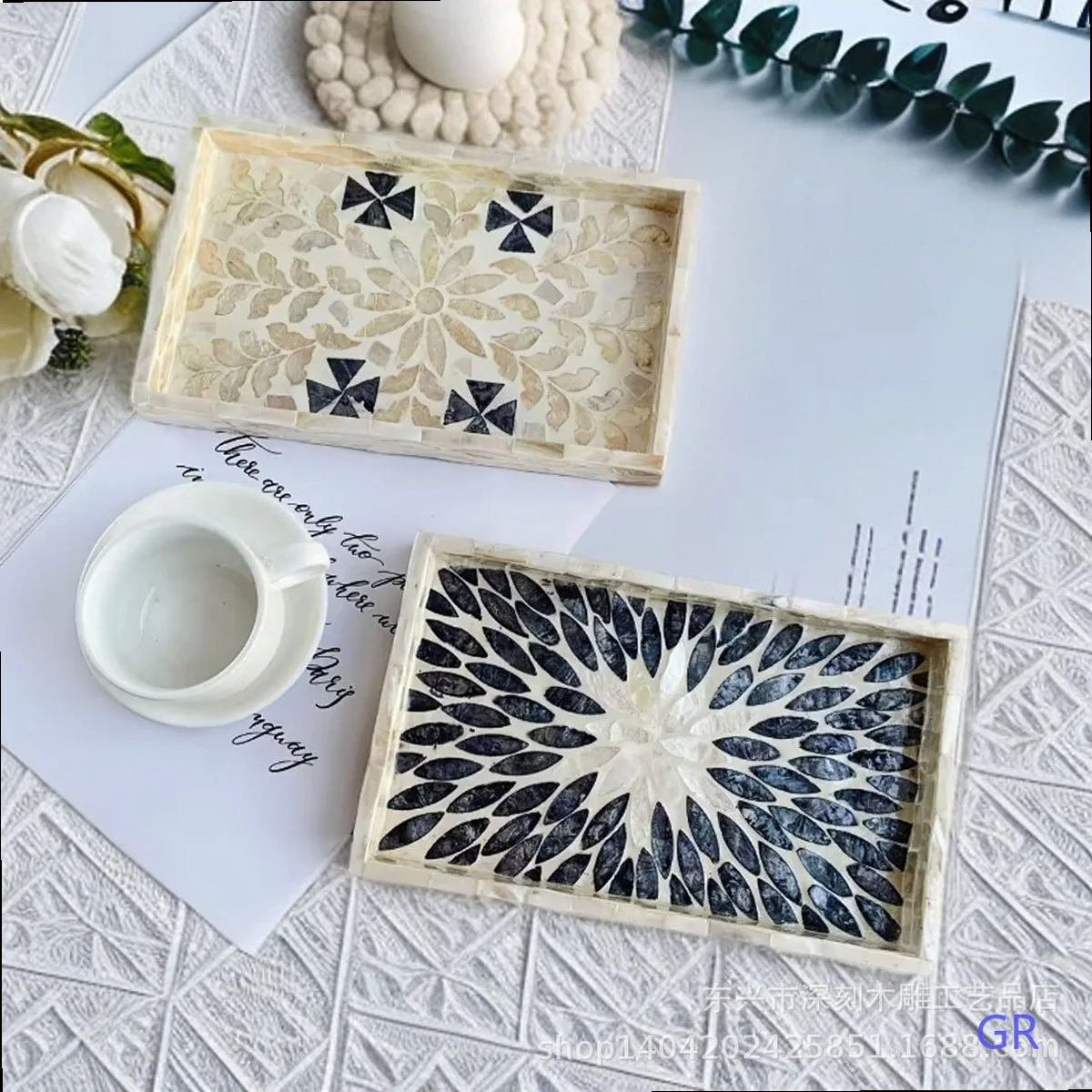 Nordic Natural Shell Handmade Tray Luxury Storage Box Square Tissue Holder