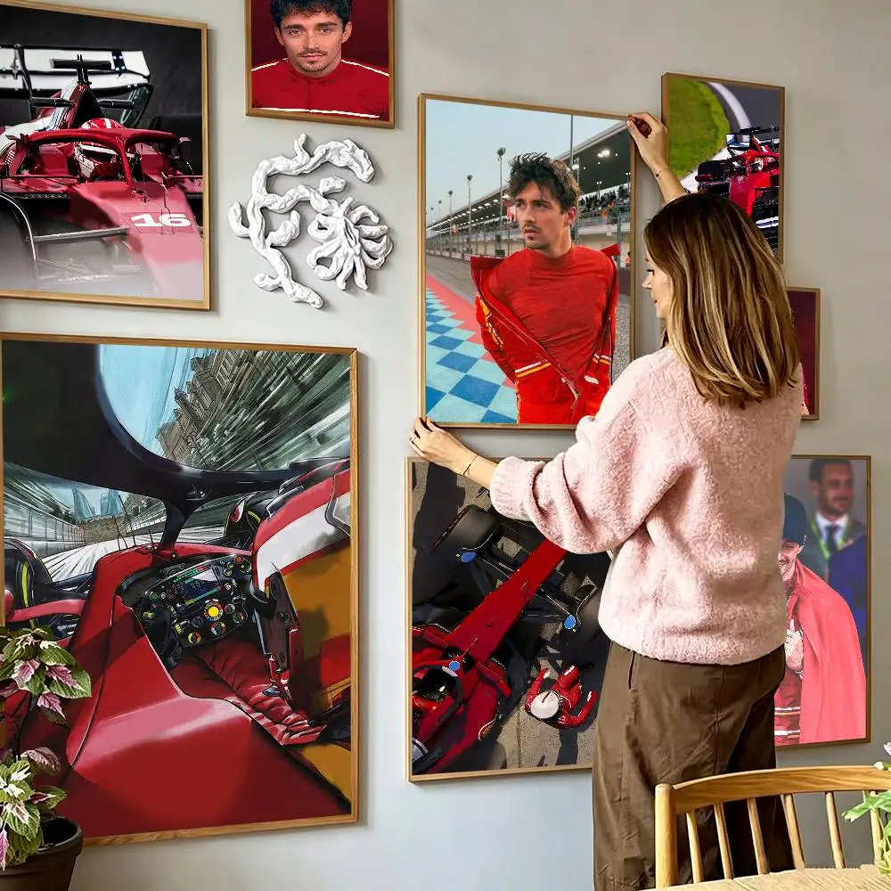 Charles Leclerc-Racing car Poster Waterproof Wall Art Sticker For Bar Living Room Vintage Decor High Quality Print Gift