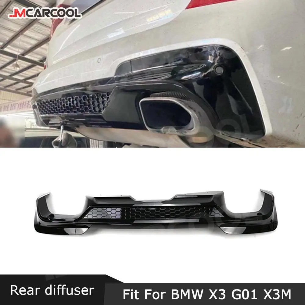 

JMCARCOOL ABS Carbon Look/Gloss Black Car Rear Bumper Lip Diffuser Protector Covers For BMW X3M G01 2019-2021