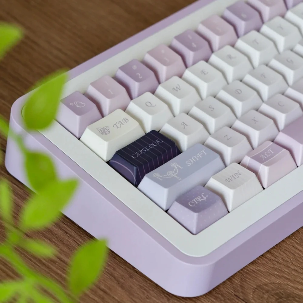 Mist Fairy Tale Theme Keycap Cherry Profile Elegant Romantic Grey Purple Keycaps PBT Thermal Sublimation Mechanical Keyboard Cap