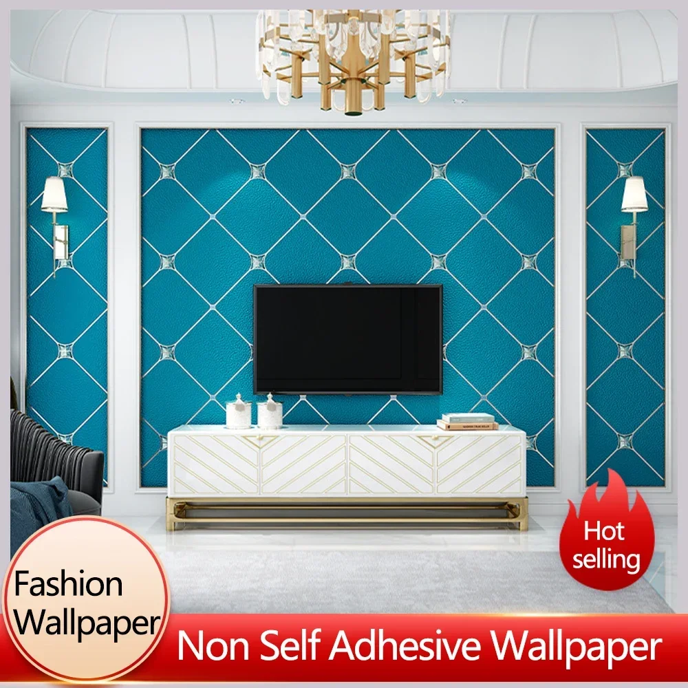 Non Woven Diamond Wallpapers Imitation Deer Skin Velvet Living Room Wallpaper 3D Relief Restaurant Bedroom Wall Paper