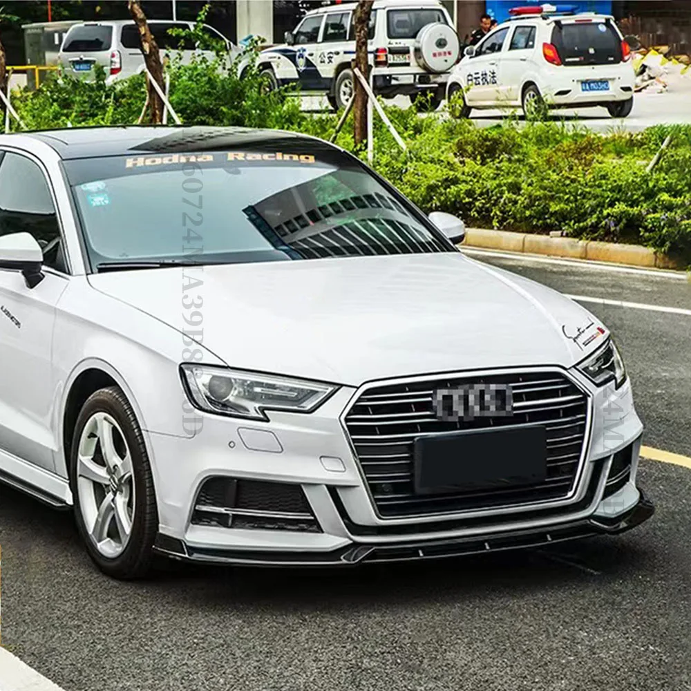 Front Bumper Lip Protector Chin Deflector Guard Cover Facelift For Audi A3 S3 2016-2019 S-line Decoration Splitter Trim Styling