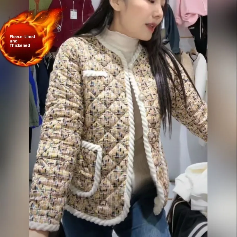 

Осень-зима Thiened Fce на подкладке, маленькая хлопковая куртка, модное винтажное пальто для мам, топ Sli Agel для среднего возраста и...