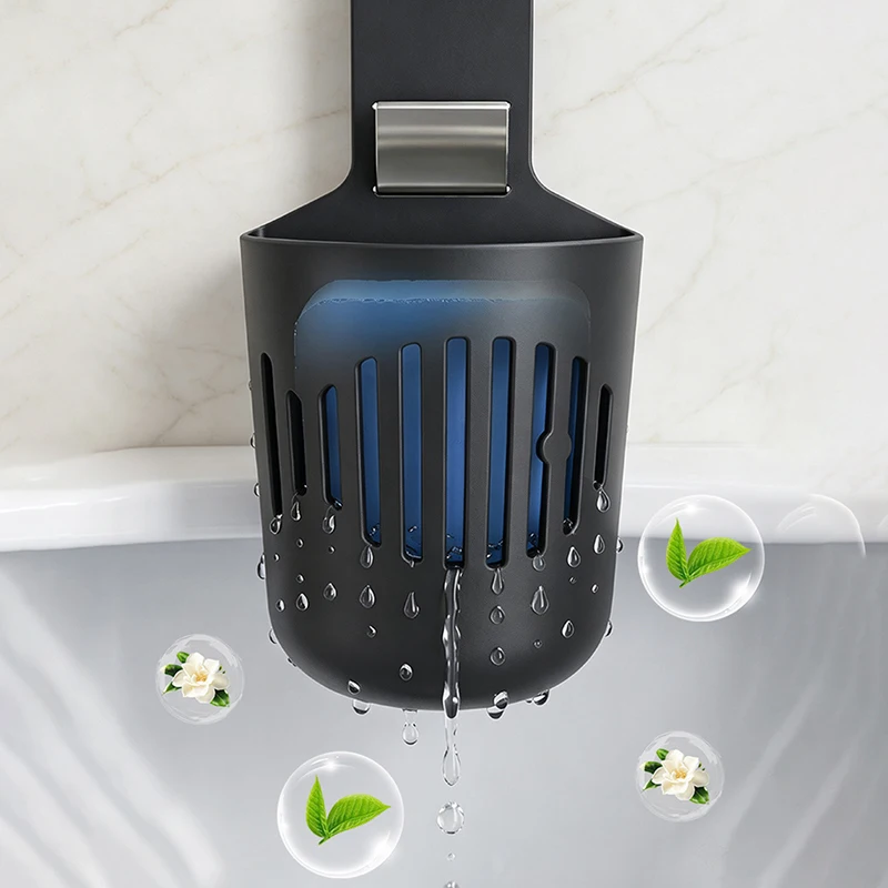 Adjustable Toilet Tank Cleaner Holder, Hanging Drainable Cleaning Tablet Basket with Stainless Hook, Bathroom Toilet Accessory