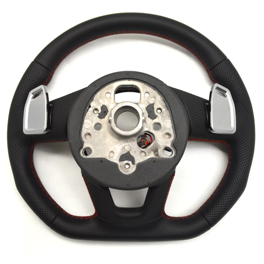 For Audi S logo A3 8V A4 B8 B9 Custom half punch leather steering wheel Including button and paddle with heating Multi-color