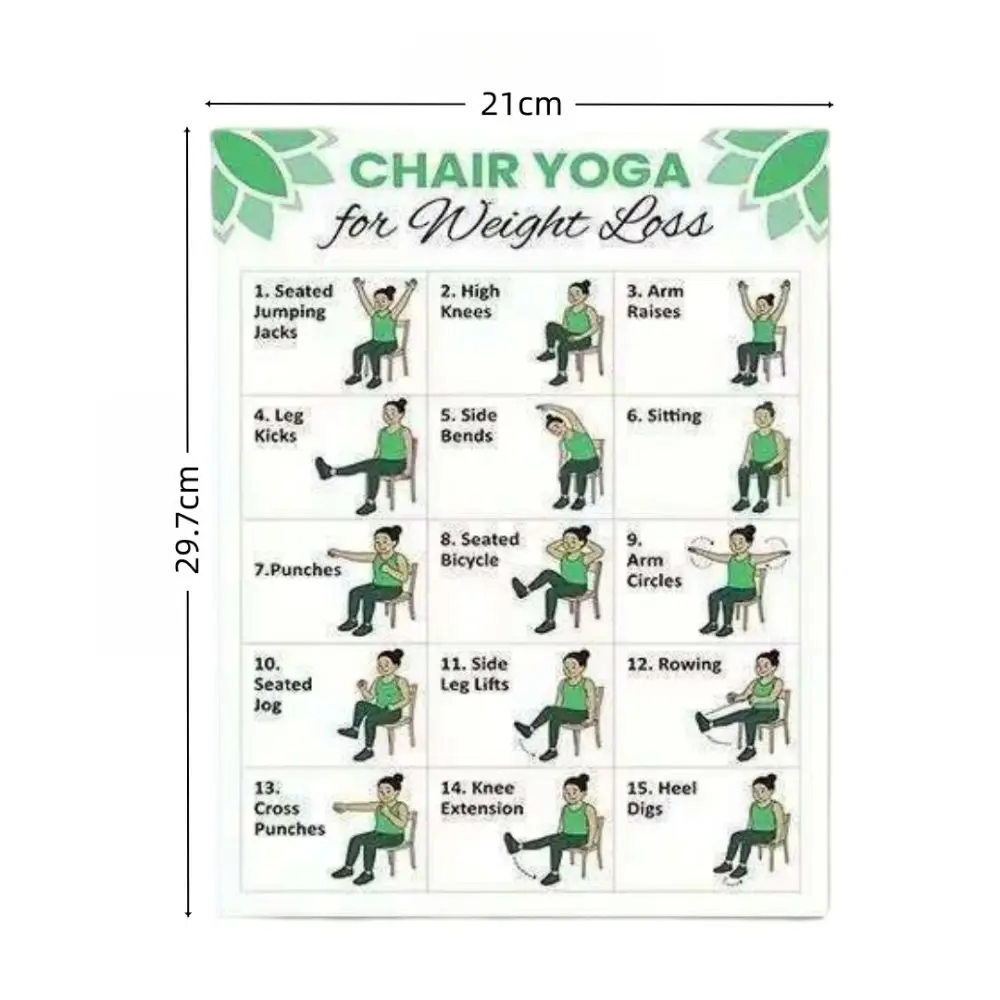 New 4/6 Sheets Seat Yoga Poster Physical 30-Day Challenges Seated Exercise Charts Hanging A4 Size Home Fitness Guides Home Use