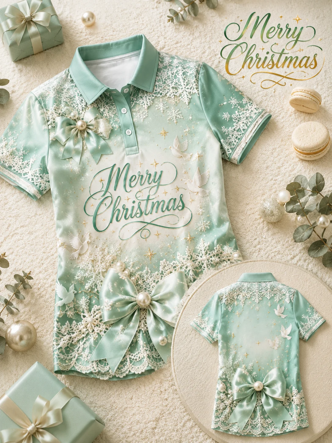 Kemeja Polo Krismas Keluarga Paling Laris Corak 3D Selesa dan Bernafas untuk Pesta Percutian Hadiah dan Pakaian Sedondon
