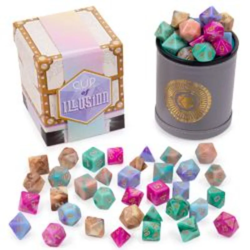 

Phantom Multi sided Dice Set Multi colored RPG Dice Desktop Game Dice with Storage Box Perfect Gift for Gamers