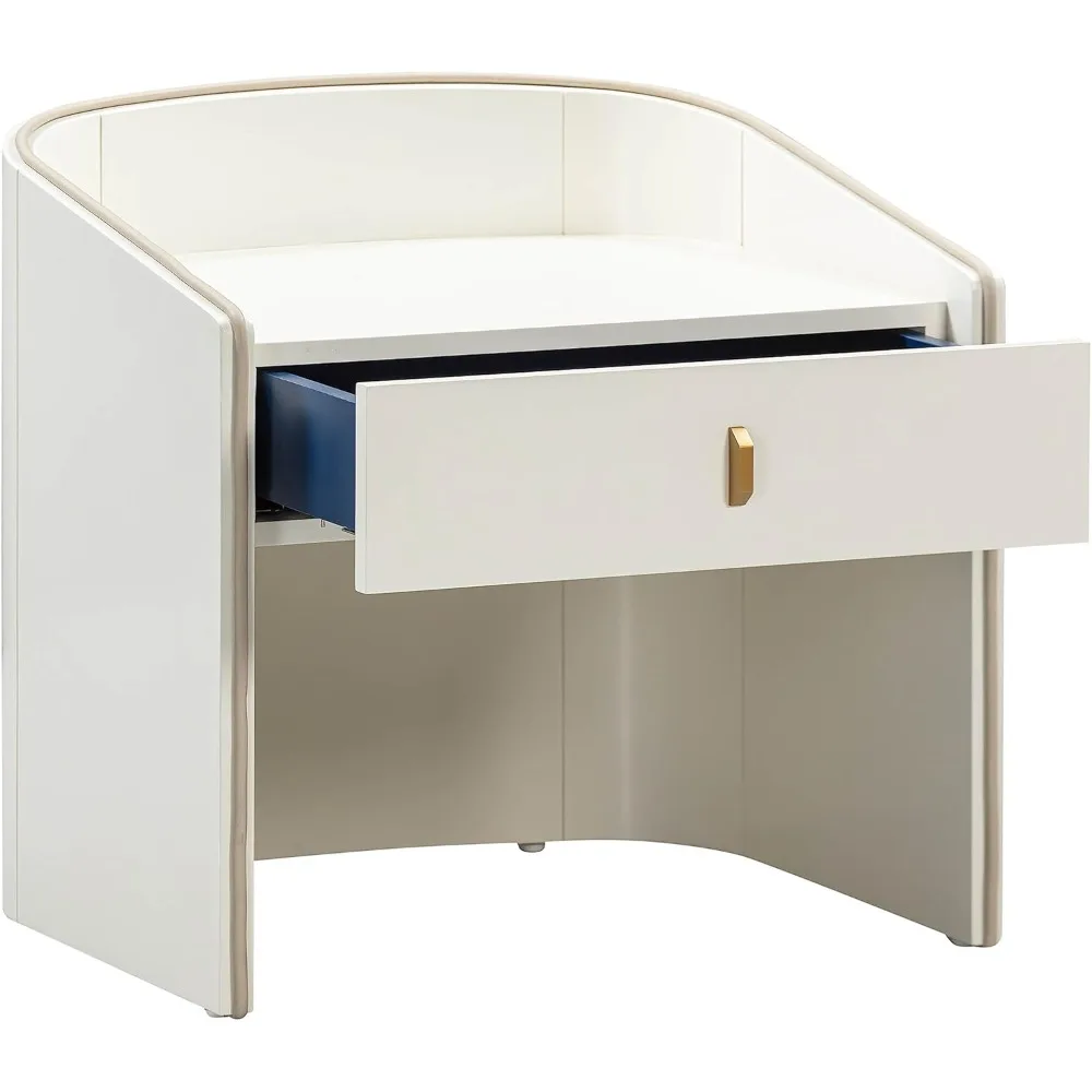 collins glossy cream nightstand