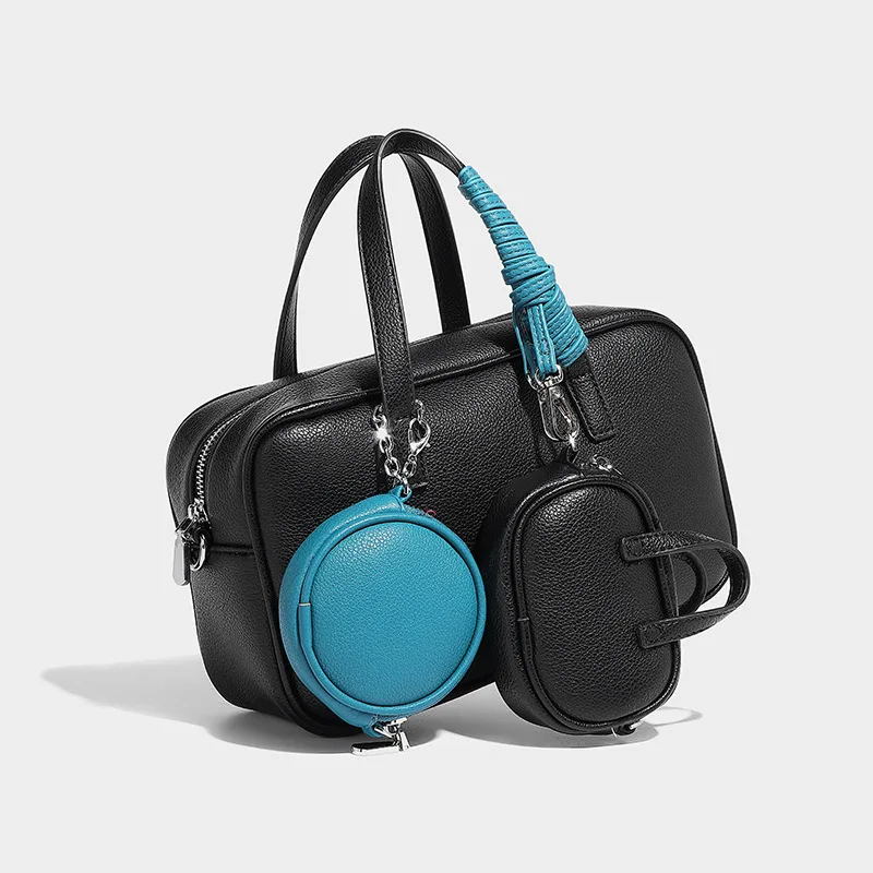 Autumn Winter New Vintage Boston Bowling Bag Set Niche Fashion Women's Handbag Multi-functional Shoulder Crossbody Bag