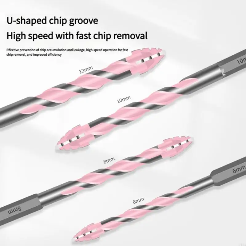 

24BA 6/8/10/12mm Eccentric Twist Drill Bit Four Metal Twist Drill Bit Industrial Drill Bit for Glass Tile